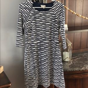 Navy blue and white dress.